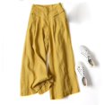 thumbnail image 3 of Women Palazzo Pants Summer Linen Casual High Waist Wide Leg Flowy Culotte Trousers Drawstring Yoga Sweatpants, 3 of 3