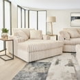 thumbnail image 3 of Roundhill Furniture Belvoir 3-Piece Living Room Set, Sofa Cuddle Chaise and Ottoman, Beige Champagne, 3 of 15