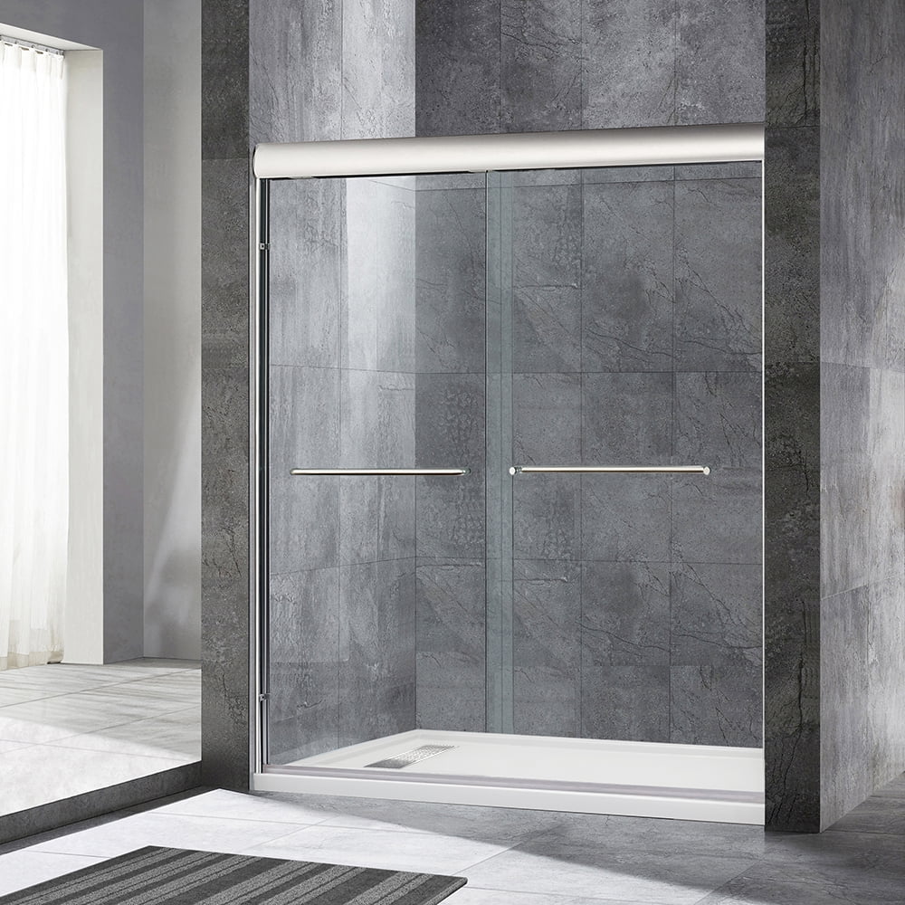 WOODBRIDGE Frameless Sliding Shower Door, 56" to 60" by 72", Brushed