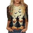thumbnail image 2 of Jsaierl Women's Halloween Shirts Plus Size Witch Graphic Tees Stretch Work Round Neck T-Shirts 3/4 Sleeve Tunic Blouse Tops Halloween Costumes,Sizes S-5XL, 2 of 5