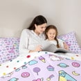 thumbnail image 4 of Manfei Kawaii Rainbow Alphabet A Twin Comforter Sets,Dreamy Unicorn Bedding Set,Purple,Polkadot Reversible,2-Piece,1 Comforter and 1 Pillowcase, 4 of 7