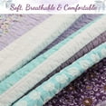 thumbnail image 4 of Purple Cosmos Spring Floral Stripe Garden Lavender Teal & White Ruffle Cotton Twin Reversible Quilt Bedding Set, 4 of 6
