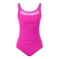thumbnail image 4 of Womens One Piece Swimsuits Tummy Control 2026 Modest Mesh Scoop Neck Slimming Full Coverage Bathing Suit Swimwear Beach Hot Pink 2XL, 4 of 5