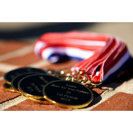LAMINATED POSTER Medals were awarded to the top finishers in the Run for the Fallen Half-Marathon/5K, Nov. 14, 2015, Poster Print 24 x (Best Half Marathon Medals)