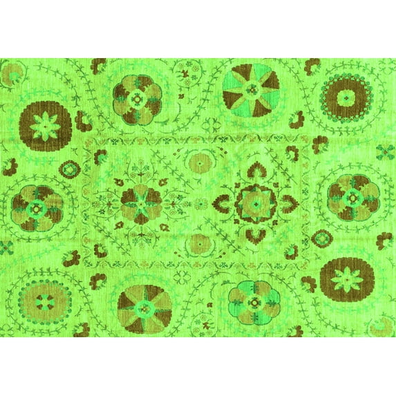 Ahgly Company Indoor Rectangle Abstract Green Modern Area Rugs, 6' x 9'