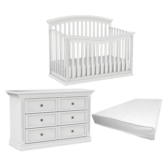 Bebelelo Starter Nursery kits 95 with helena convertible crib, baby double dresser and a mattress