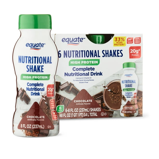 Equate Nutritional High Protein Shakes, Chocolate, 8 Oz, 24 Count 