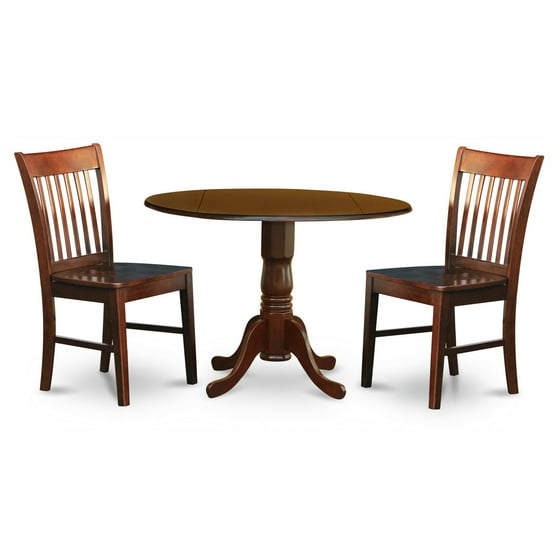 East West Furniture Dublin 3 Piece Round Dining Table Set with Norfolk