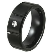 Men's Black Tungsten Wedding Band 8MM Diamond Accent Wedding Ring