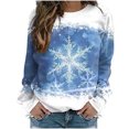 thumbnail image 1 of Moda mujer Casual Navidad estampado cuello redondo manga larga suelta camiseta blusa pulóver Tops Pompotops qwe24371, 1 of 6