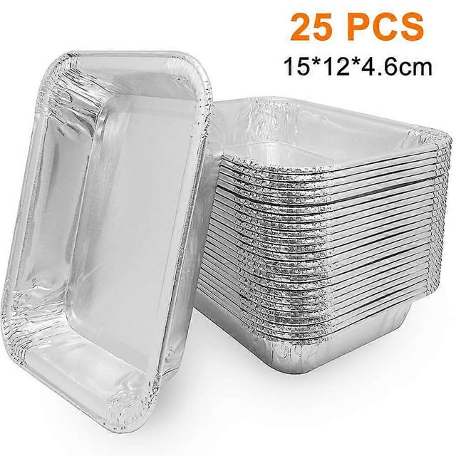 Aluminum Foil Grill Drip Pans -Pack of 25 Durable Grill Trays Disposable BBQ Grease Pans,15*12*4.6cm