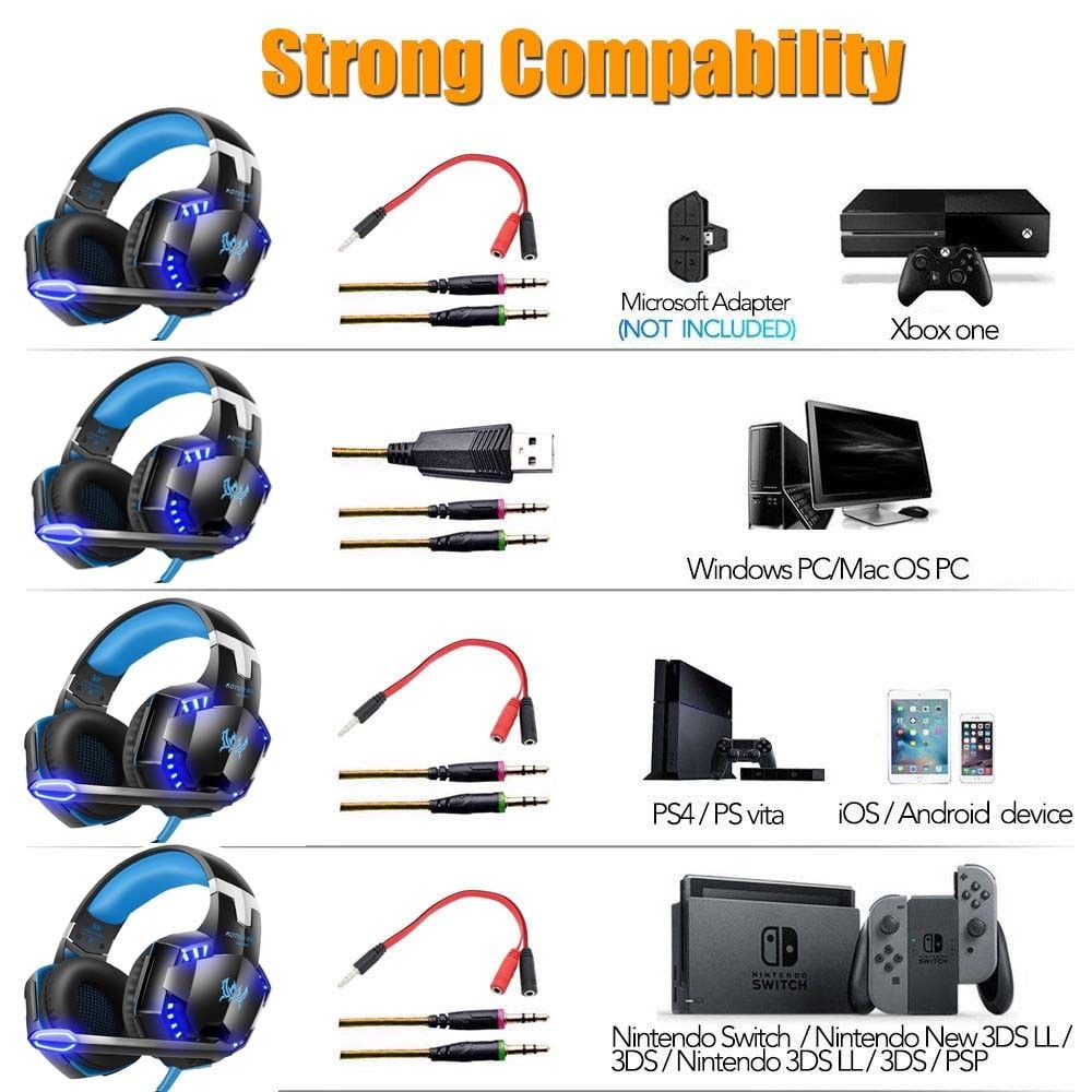 1 Pc G2000 Gaming Headset, Surround Stereo Gaming Headphones Com Noise  Canceling Mic, LED Lights & Soft Memory Earmuffs For PS5/ PS4/ Xbox One/  Switch/ PC Computer Games - Temu Portugal