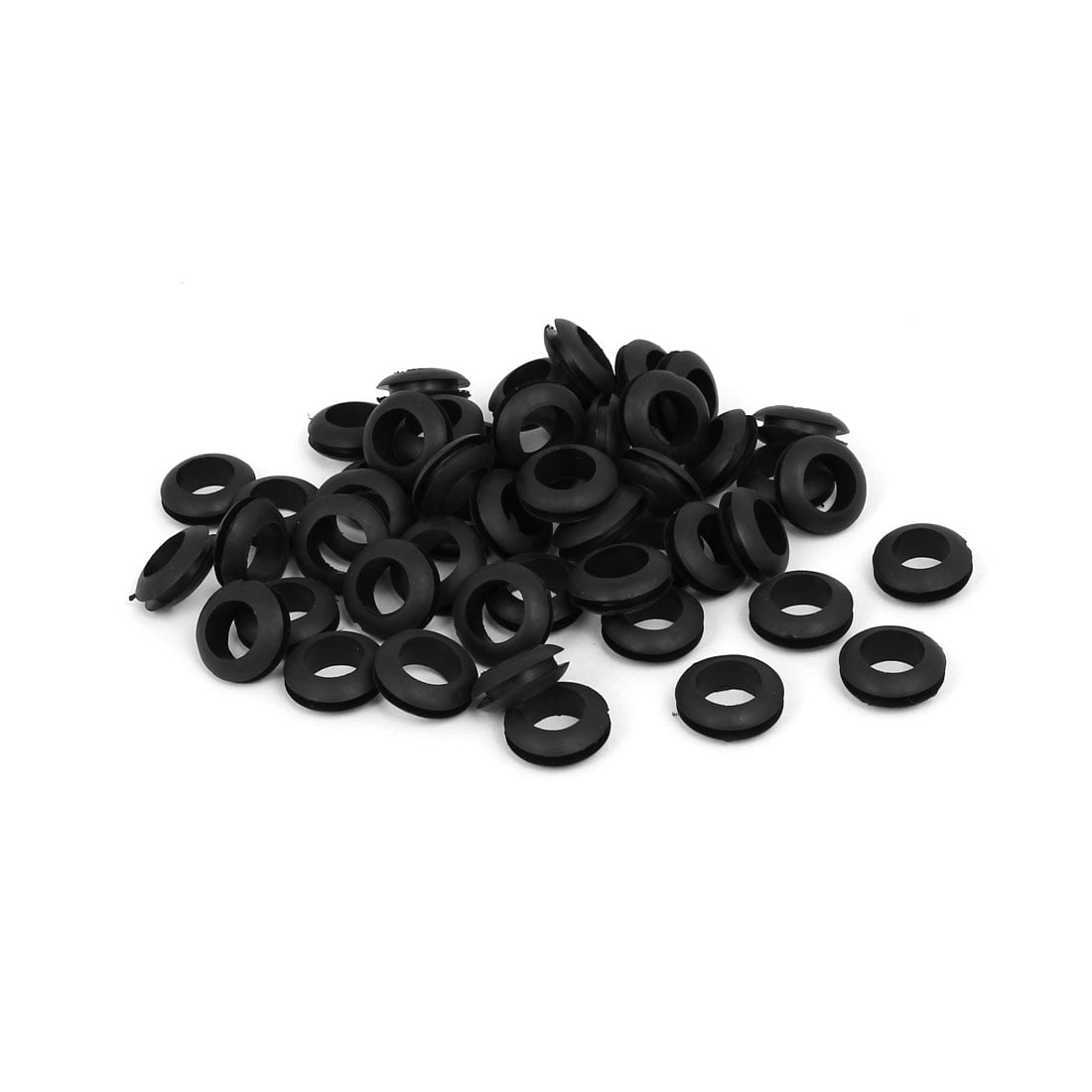 50 Pcs Black 16mm x 10mm Double Sides Rubber Wiring Grommets Cable