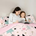 thumbnail image 5 of Manfei Christmas Tree Child Twin Bedding Sets 7-Piece, Chic Stripes Abstract Bedding Comforter Set, Kawaii Pink Cartoon Reversible Sheet Sets, Ultra Soft Bedroom Decor, 5 of 8