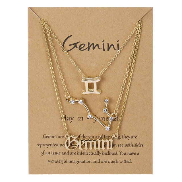 WREESH 3-piece Set Of Three-piece Sky Ancient English Letter Twelve Constellation Necklace