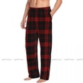 thumbnail image 3 of Men Woman Sleep Bottoms Male Lounge Trousers Mens Woman Black And Red Tartan Plaid Scottish Pattern Pajama Pants, 3 of 7