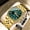All gold-green face, variant on Men's Premium Ultra-Thin Watch 40mm Waterproof Day Date Luminous Diamond Stainless Steel Wristwatch