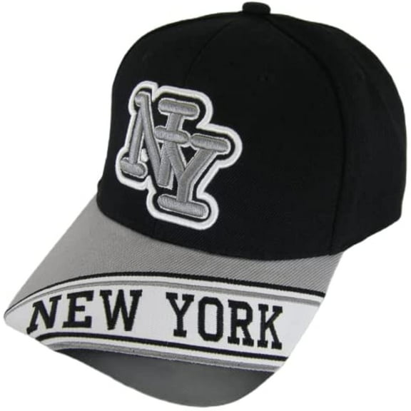 New York City Men's Banner on Bill Adjustable Baseball Cap (Black/Gray)