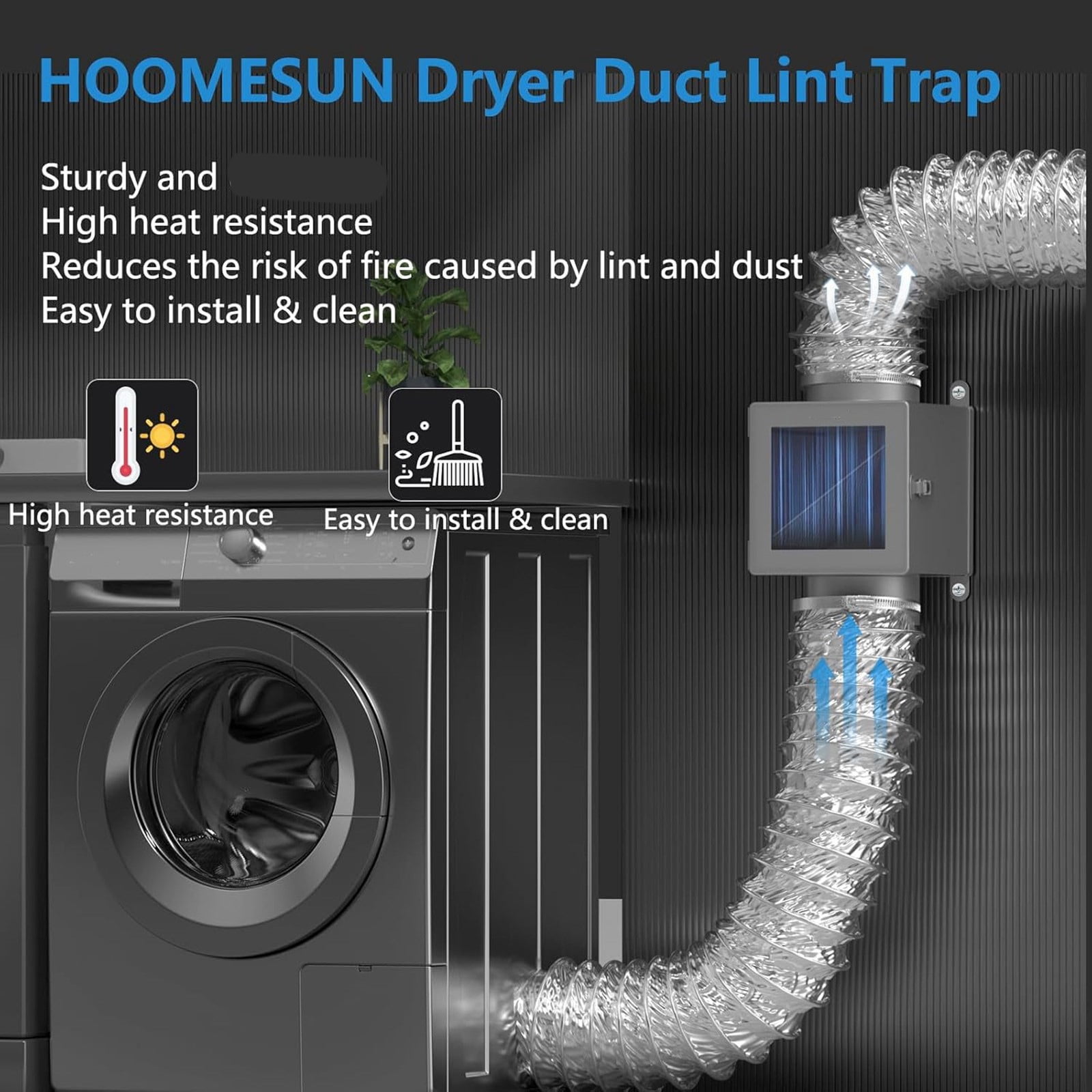 High Efficiency Dryer Duct Lint Catcher With Removable Meshes Filters And Clear Door Metal Dryer Duct Lint Trap