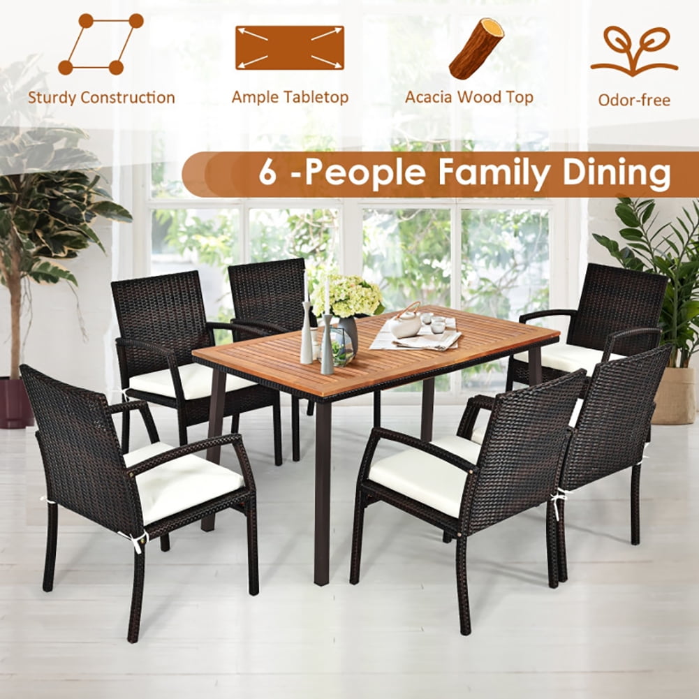 Aimee Lii 55 Inch Patio Acacia Dining Table with Umbrella Hole, Outdoor Patio Furniture Aimee Lii 55 Inch Patio Acacia Dining Table with Umbrella Hole, Outdoor Patio Furniture