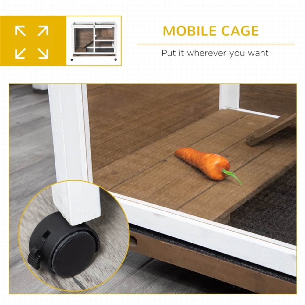 Kadyn Indoor Outdoor Rabbit Cage Guinea Pig Cage Small Animal Pet House, 2 Tier Solid Wooden Rabbit Cage with 2 Transparent Rooms for Real Time Observation of Pet Status, Brown Kadyn Indoor Outdoor Rabbit Cage Guinea Pig Cage Small Animal Pet House, 2 Tier Solid Wooden Rabbit Cage with 2 Transparent Rooms for Real Time Observation of Pet Status, Brown