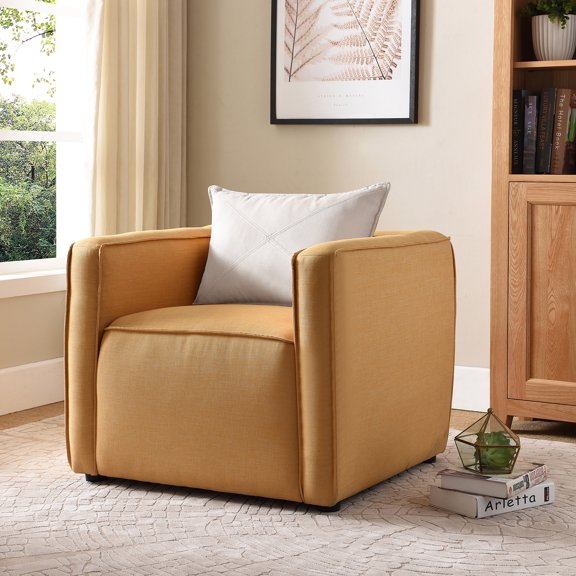 Dack Upholstered Fabric Accent Chair, Yellow