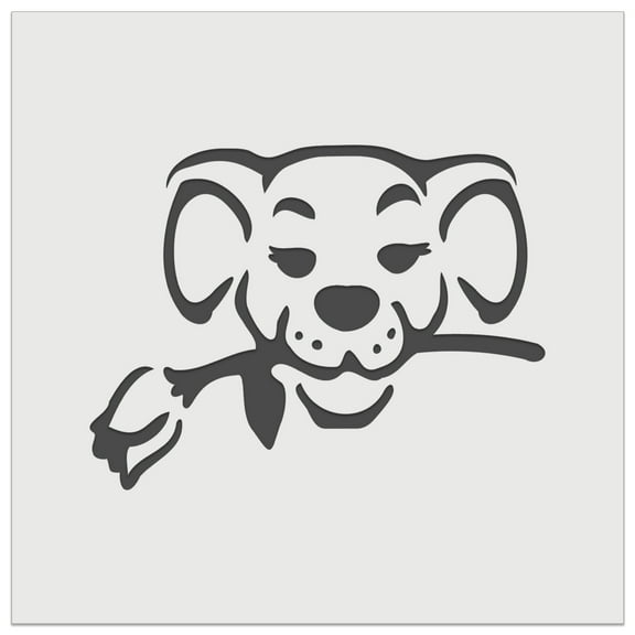 Romantic Dog with Rose in Mouth DIY Cookie Wall Craft Stencil - 5.5 Inch