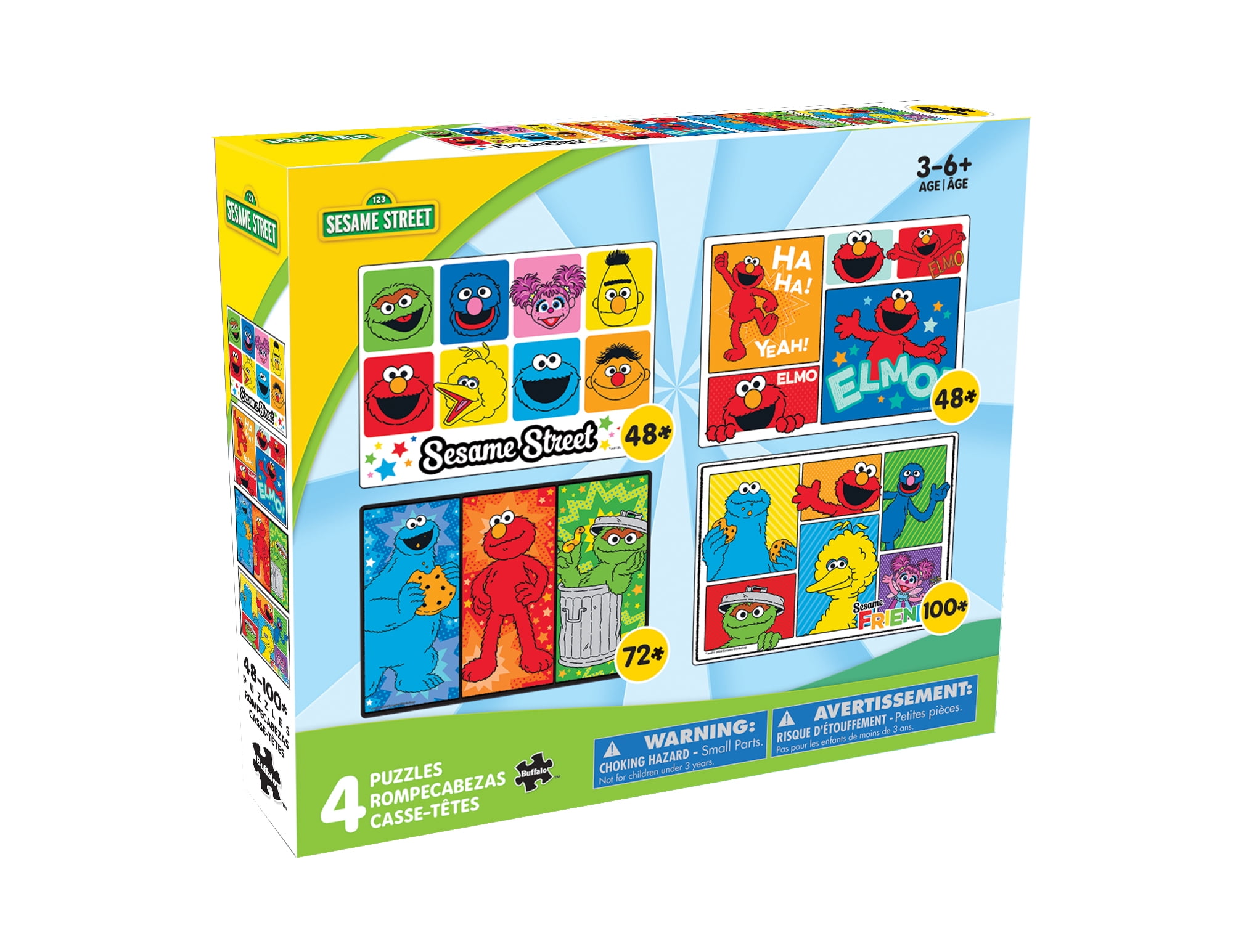 Buffalo Games Sesame Street 4-in-1 Multipack Interlocking Jigsaw Puzzles for Children Ages 6+