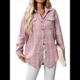 thumbnail image 1 of Camisa Abotonada para Mujer, Camisa A Cuadros, Larga, Solapa, Informal, para Negocios, Trabajo Rosa XL, 1 of 10