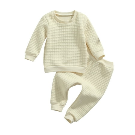

Cathery Kids Autumn Tracksuit Solid Color Long Sleeves T-Shirt+ Elastic Waist Pants