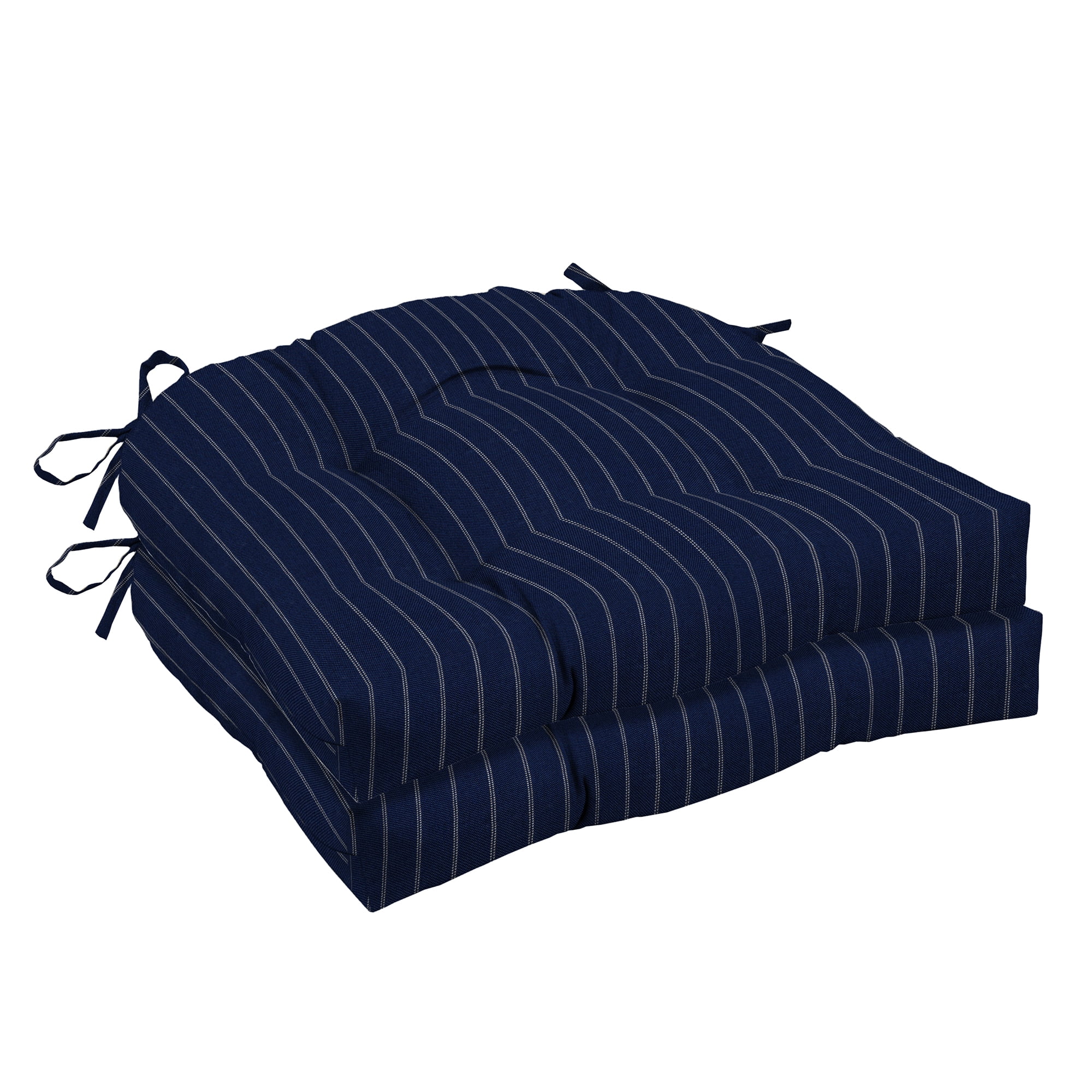 Arden Selections Navy Woven Stripe 18 x 20 in. Outdoor Tufted Seat
