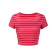 thumbnail image 4 of MixMatchy Women's Cotton Striped Scoop Neck Cap Sleeve Crop Top Shirt, 4 of 4