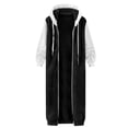 thumbnail image 4 of Womens Long Jacket Trendy Color-blocking Plus Size Fleece Long Sleeve Hooded Outerwear Fall Winter Thick Warm Soft Lightweight Casual Comfortable Plush Coat, 4 of 4