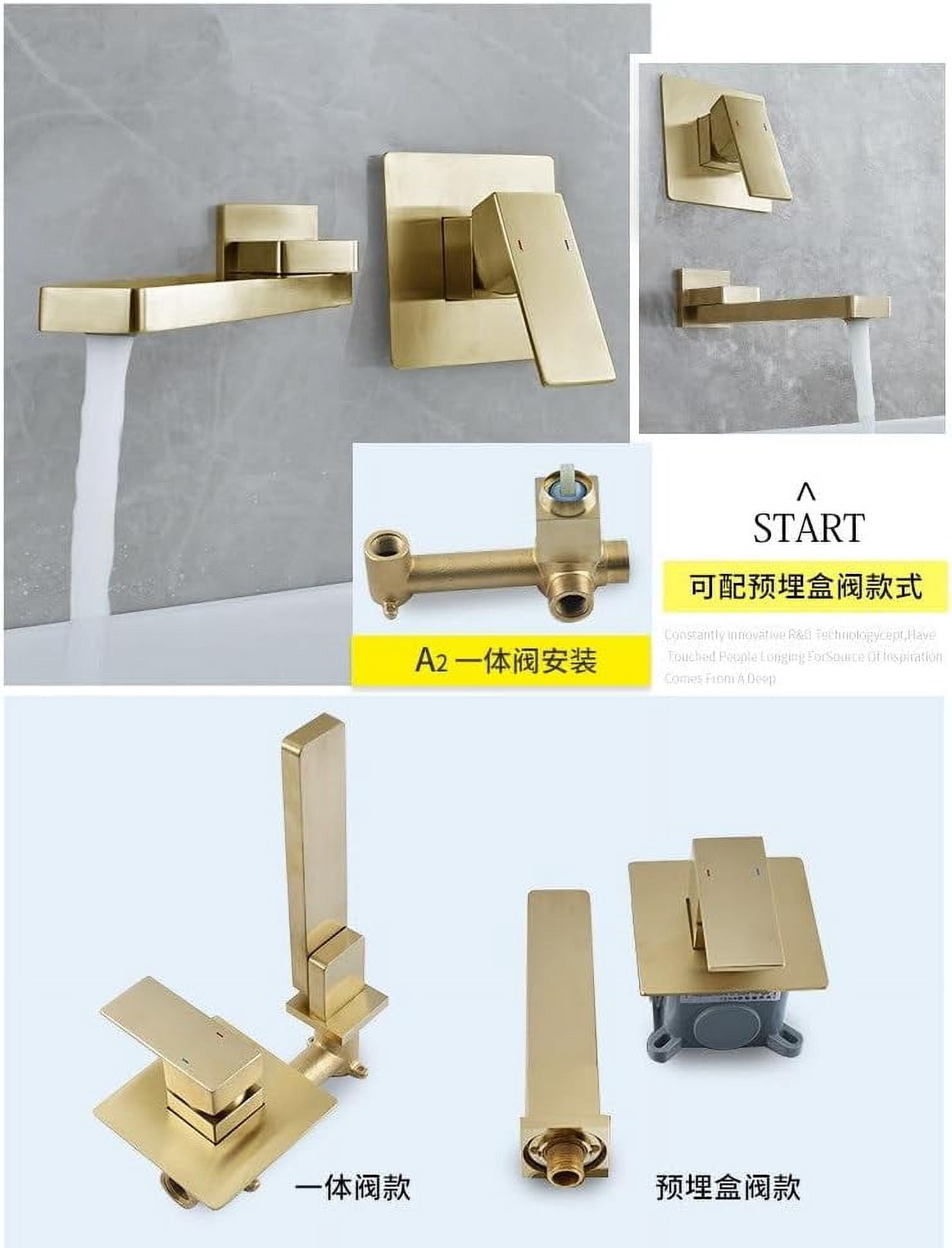 Bathroom Separate Basin Faucet Gold/Black/Chrome Hot and Cold Water Mixer Tap Double Hole Single Handle Brass Bathtub Faucet