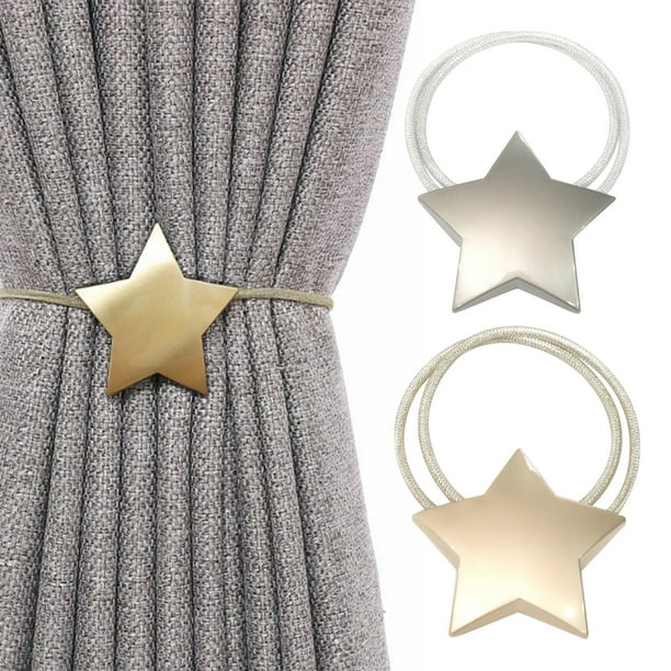 Amarres metálicos para cortinas - sujetadores magnéticos ajustables para cortinas finas o gruesas, sujetos de aleación de 40 cm, oro y plata, 1 pieza