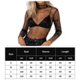 thumbnail image 3 of Camiseta De Malla Transparente Brillo Lentejuelas Sexy See Through Camisas Camiseta de malla de manga larga Top (Negro M) Cgtredaw Para estrenar, 3 of 7