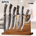 thumbnail image 5 of Stainless Steel Kitchen Knife Set, 8pcs Handmade Forged Chef Knives with Wooden Magnetic Block, Boning Utility Butcher Knives & Carbon Steel Sharpener, 5 of 12