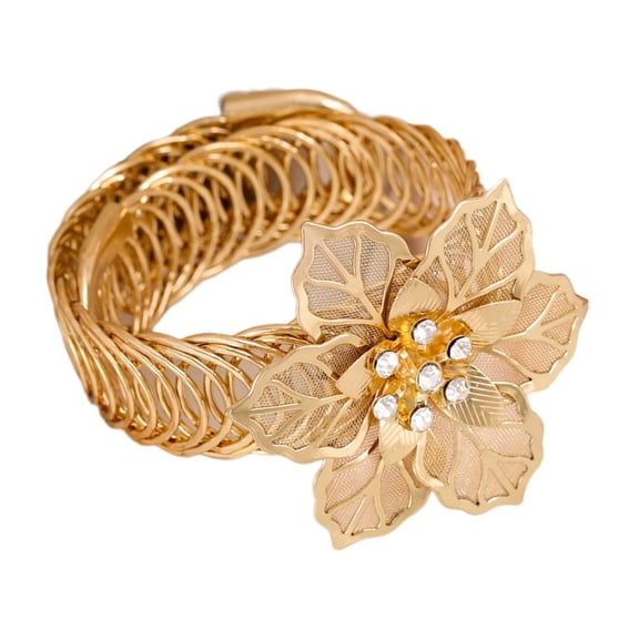 Fashionable Sturdy Alloy Flower Pattern Adjustable Bangle for Ladies Wear