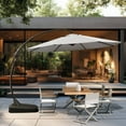 thumbnail image 4 of GRANDPATIO 12 ft Outdoor Patio Umbrella with Base, Curved Offset Cantilever Umbrella for Patio Pool Deck, White, 4 of 8