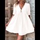 thumbnail image 5 of Vestido Informal de Verano 2025 para Mujer, de Corta, Corte A, con Lazo y Lazo Al Frente, Estilo Babydoll, Holgado y . Crema M, 5 of 10