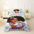 thumbnail image 2 of Metsweet Princess Floral Unicorn Twin Duvet Cover, Dreamy Rainbow Flowers Twin Bedding,2pcs,1 Duvet Cover and 1 Pillowcase, 2 of 6