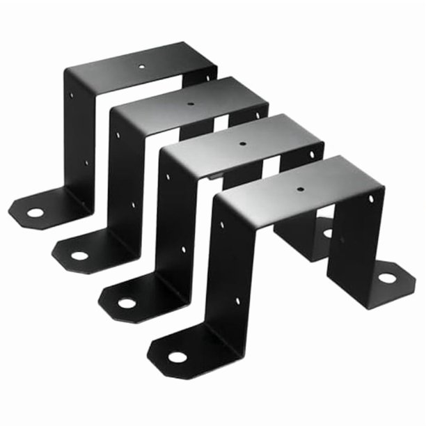 4 Bridas Negras para Postes de X Pulgadas Cercas Terraza. Se Pueden Usar Como Soportes Metal y Madera.