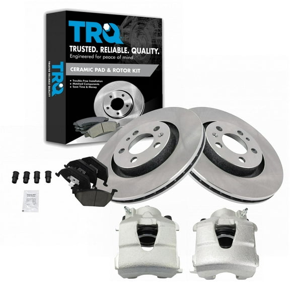 TRQ Front Brake Pad & Rotor Kit Brake Caliper Brake Pads Brake Rotor Ceramic Fits Select 1998-2010 Volkswagen Beetle 2000-2006 Golf 1999-2005 Jetta