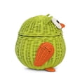 thumbnail image 4 of Green Owl Rattan Storage Basket with Lid Decorative Home Decor Hand Woven Shelf Organizer Cute Handmade Handcrafted Gift Art Decoration Artwork Wicker Size: Large, 9.5" tall x 9.5" wide x 8" deep, 4 of 9