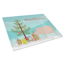Caroline's Treasures English Large White Pig Christmas Glass Cutting Board Large