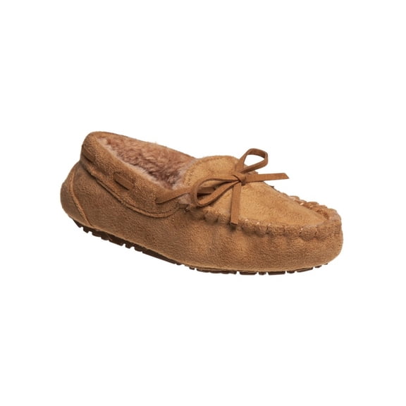 Beverly Hills Polo Club Girls And Boys Unisex Indoor Cozy Moccasin Loafer Slippers with Non, Slip Hard Sole (Little Kids), Tan, 11