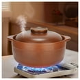 thumbnail image 4 of Terracotta casserole with lid, clay cooking pot, ceramic soup pot lid, casserole, stew cooking pot, energy saving for open fire soup at home and catering, 4 of 6
