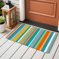 thumbnail image 4 of Blue Teal Orange Striped Entryway Rug 2'x3'&nbsp; Non Slip Front Door Mats, Farmhouse Stripe Entrance Rugs Indoor Outdoor Carpet, Washable Floor Mats Small Area Rug for Bedroom Kitchen, 4 of 8