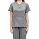 thumbnail image 4 of Conjunto de uniforme exfoliante para mujer, traje lavable a máquina con cuello en V, cintura elástica, ropa de trabajo para enfermera, ropa de trabajo Gris, 4 of 5