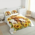 thumbnail image 3 of Manfei Farmhouse Sunflower Child Full Size Comforter Sets, Cartoon Farmhouse Cow Bedding Comforter Set, Kawaii Rustic Animal Reversible Bedding Sets, Lightweight Room Decor, 3-Piece, 3 of 8